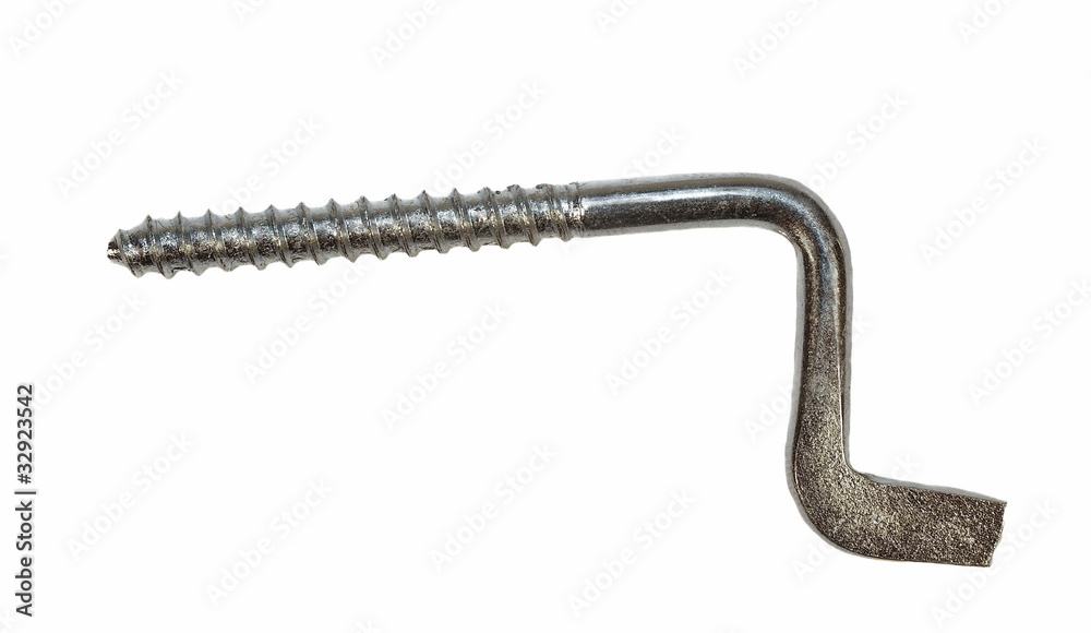 metal screw hook for door locking isolated on white metal screw hook for door locking isolated on white