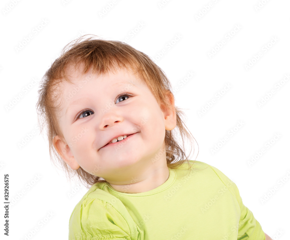 Smiling baby girl showing teeth Smiling baby girl showing teeth
