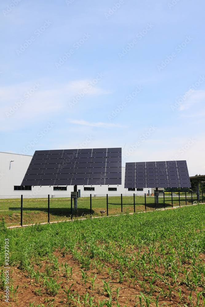 Solar Power Station in the green spring Nature