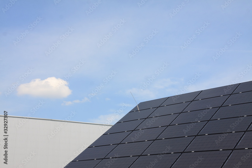 Fototapeta premium Detail of the Solar Power Station in the green spring Nature
