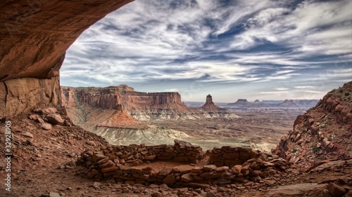 Scenic Utah Canyon landscape Anasazi kiva ruins Canyonlands NP