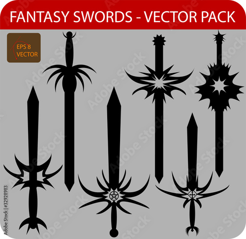 Vector pack of six fantasy swords