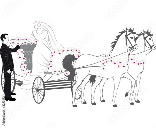 Chariot with newlyweds