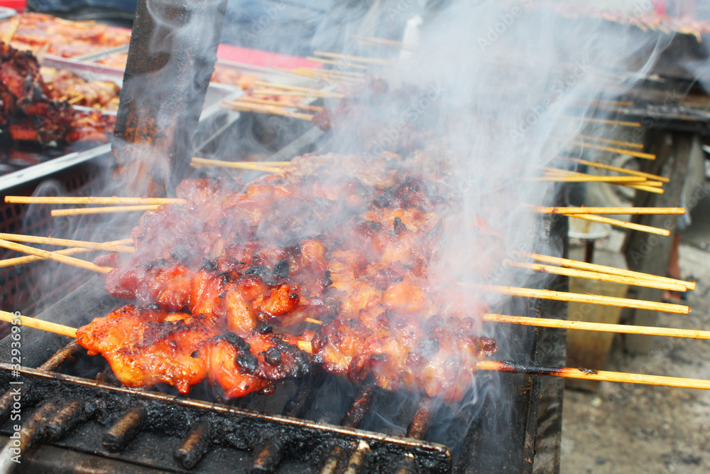 Grilled chicken in Klong Rangsit in Thailand. Grilled chicken in Klong Rangsit in Thailand.