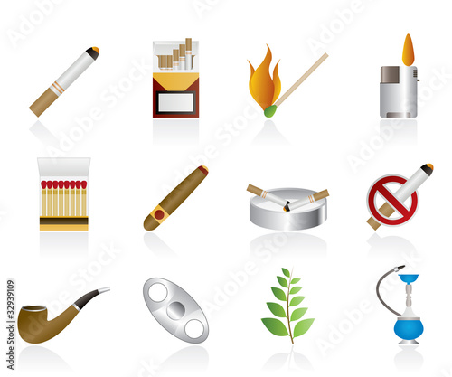 Smoking and cigarette icons - vector icon set