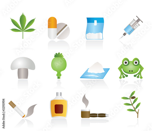 Different kind of drug icons - vector icon set
