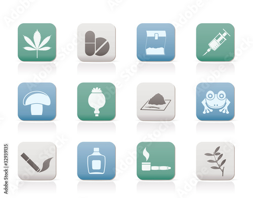 Different kind of drug icons - vector icon set