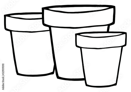 Three Outlined Terra Cotta Pots
