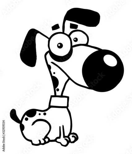 Outlined Dog Cartoon Charactrer