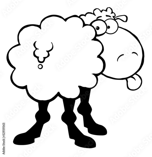 Outlined Funky Sheep Sticking Out His Tongue