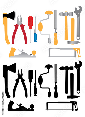 Vector woodworker tools icon set
