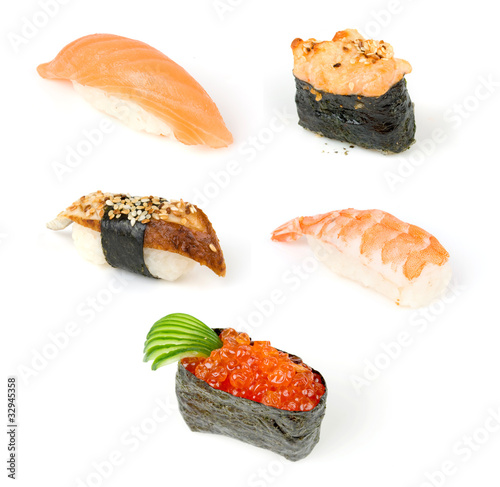 sushi set on white background