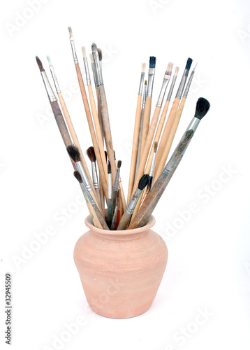 pot with brushes