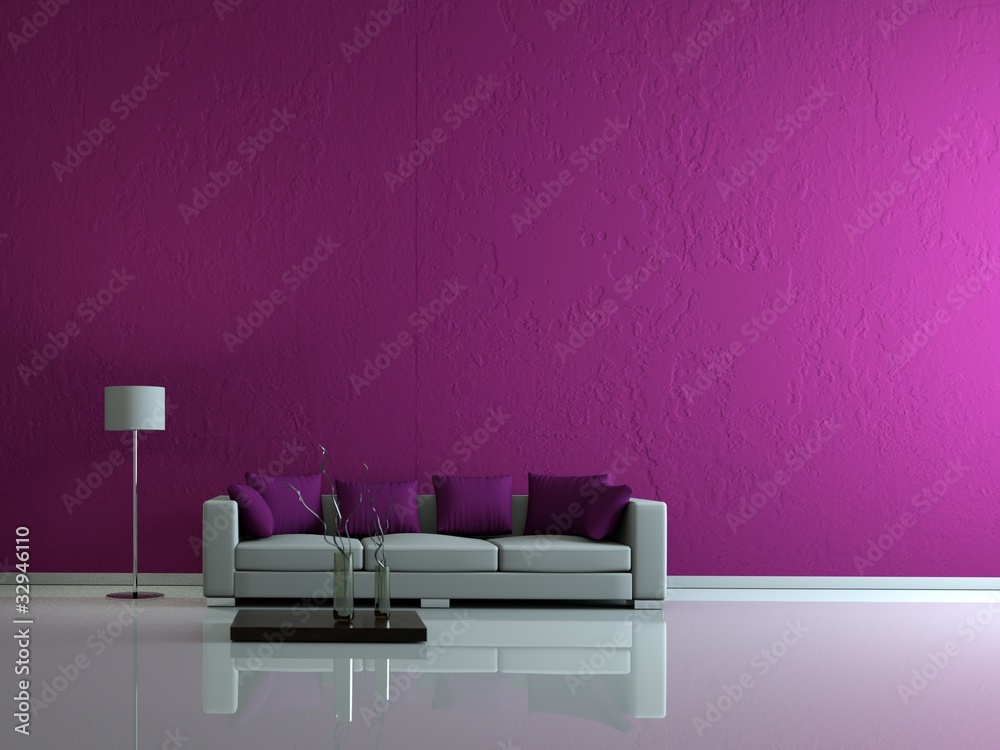Modernes Wohnzimmer lila Wand Modernes Wohnzimmer lila Wand