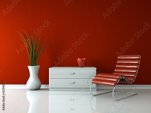 Fototapeta Naklejka Na Ścianę i Meble -  Modernes Design - Roter Liegestuhl