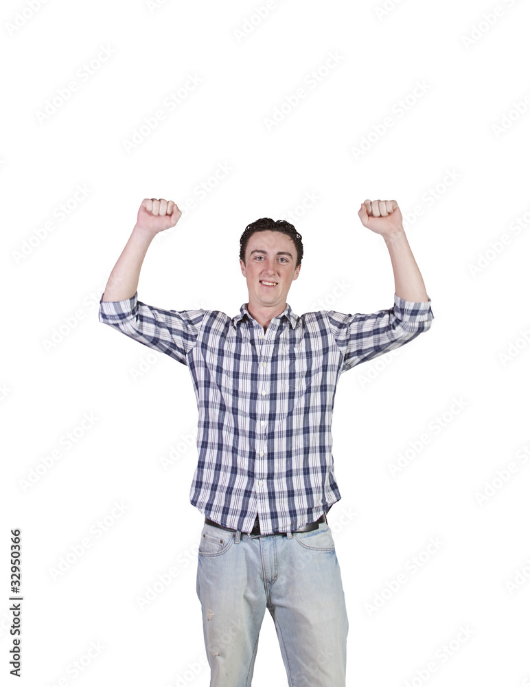 Casual Businessman Standing Up With His Arms Up Casual Businessman Standing Up With His Arms Up