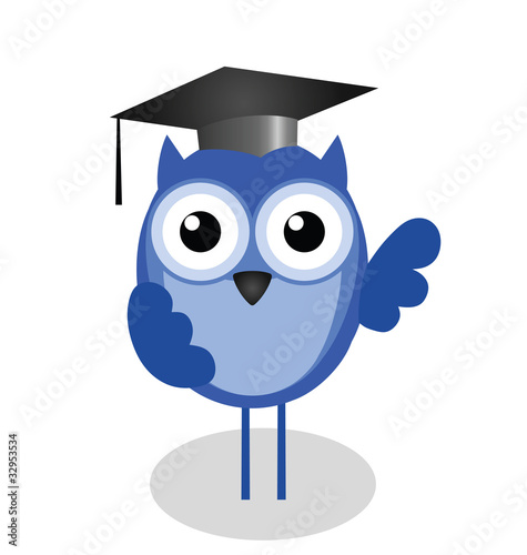 Wise old owl teacher isolated on white background