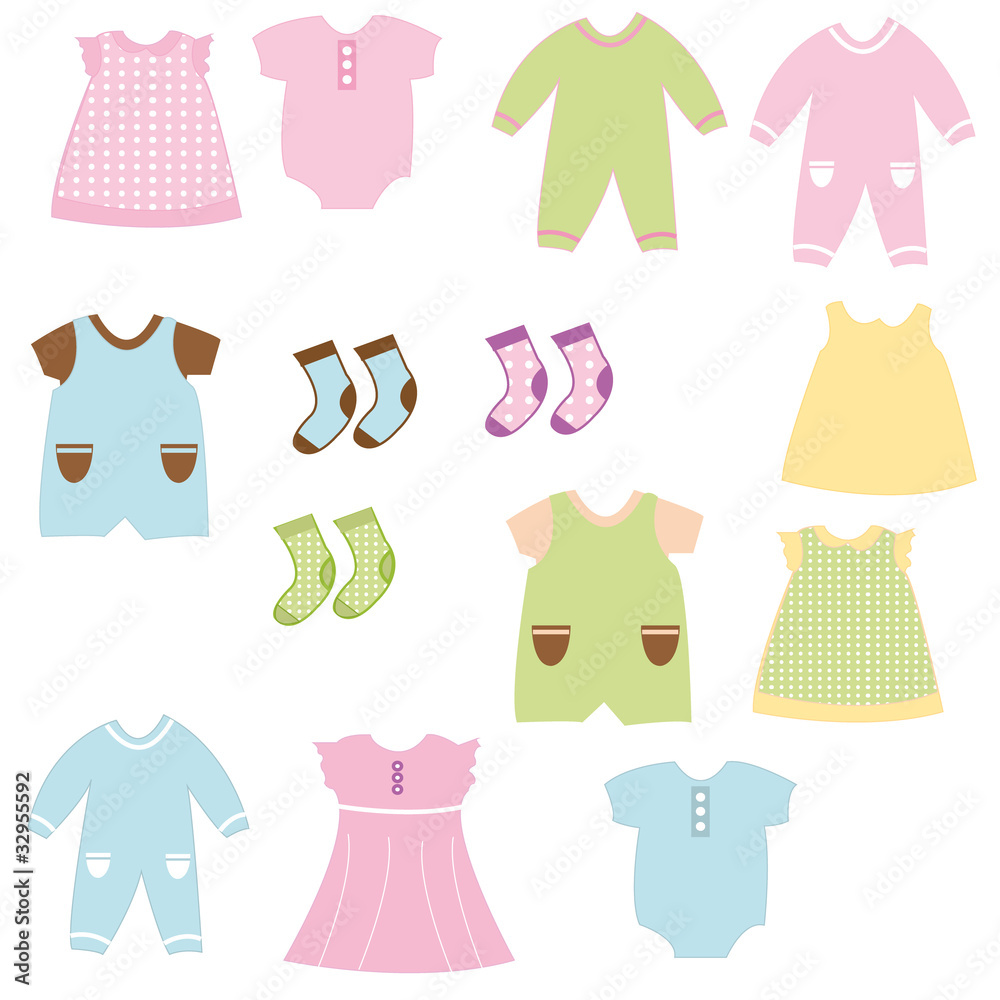 Baby clothes collection Stock Illustration | Adobe Stock