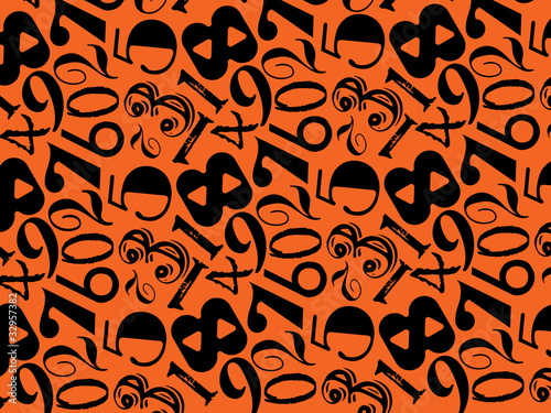 Black Numbers On Orange Background