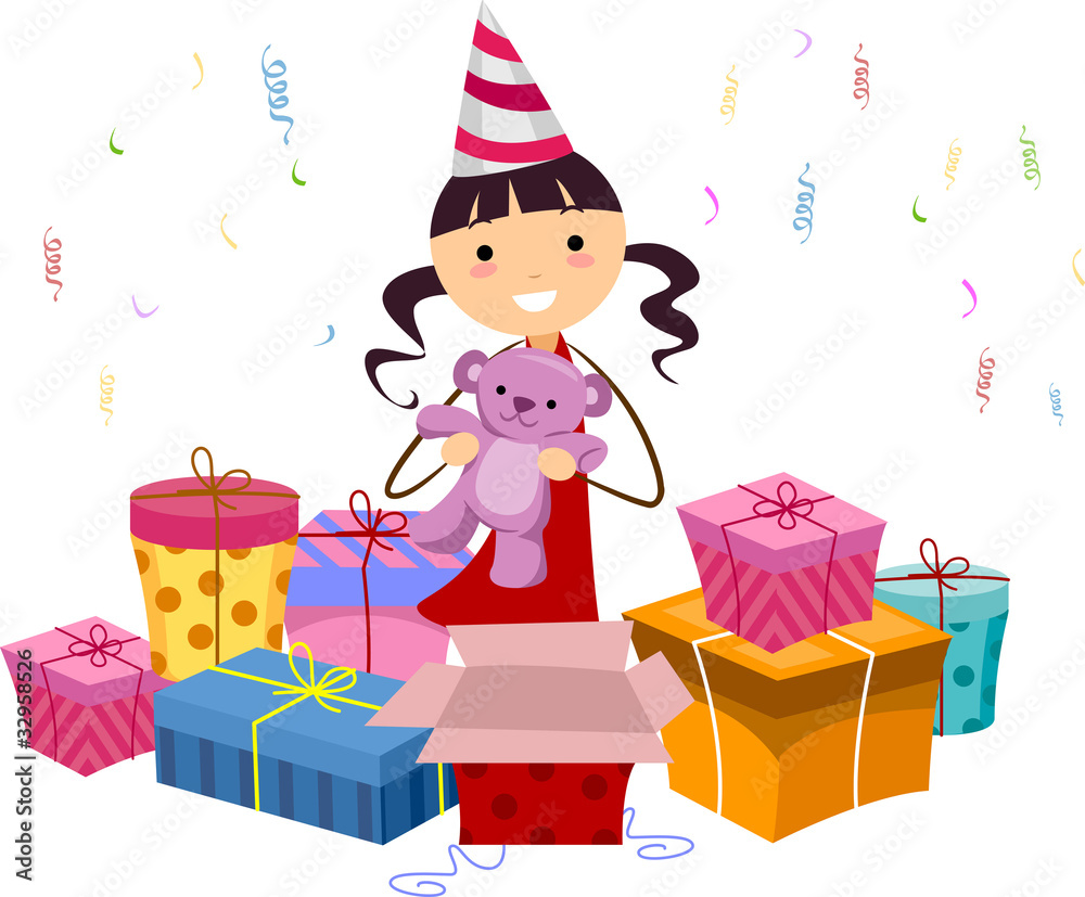 Girl Opening Gifts Girl Opening Gifts