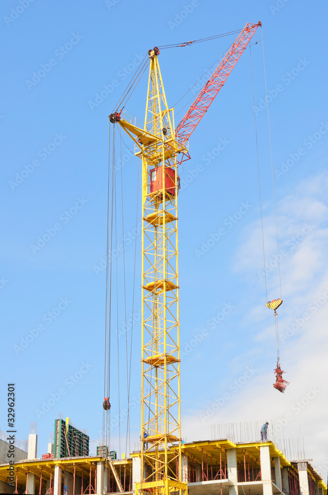 construction crane and building