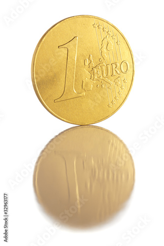 Euro coin on white background
