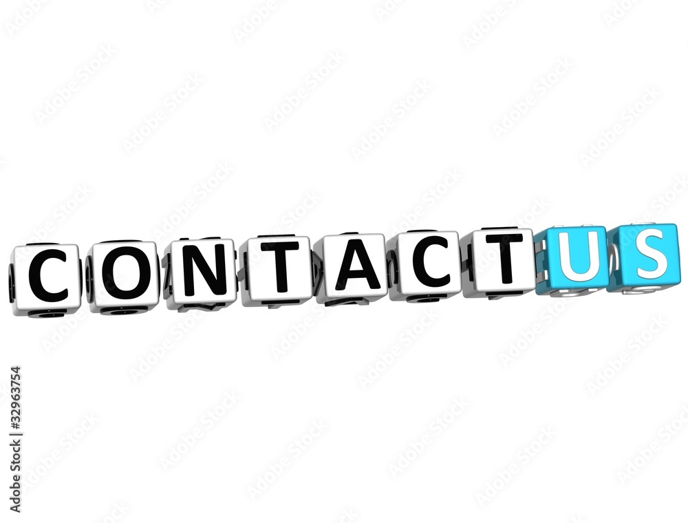 3D Contact Us cube text 3D Contact Us cube text