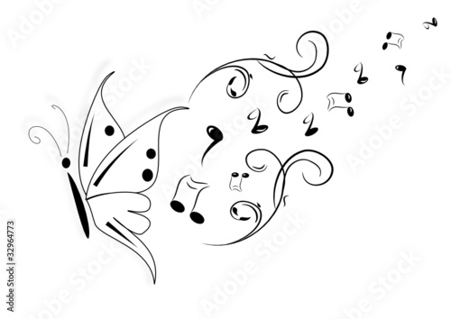 Schmetterling und Noten