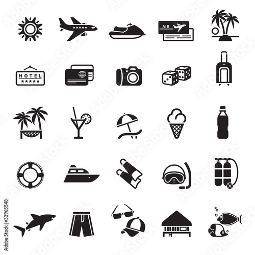 Signs. Vacation, Travel & Recreation. First set icons in black