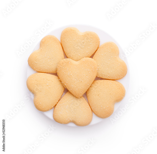 heart shaped cookies isolated on white background