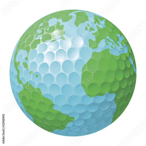 Golf ball world globe concept