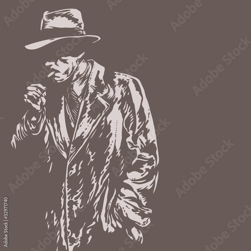 man in hat, graffiti style, vector illustration