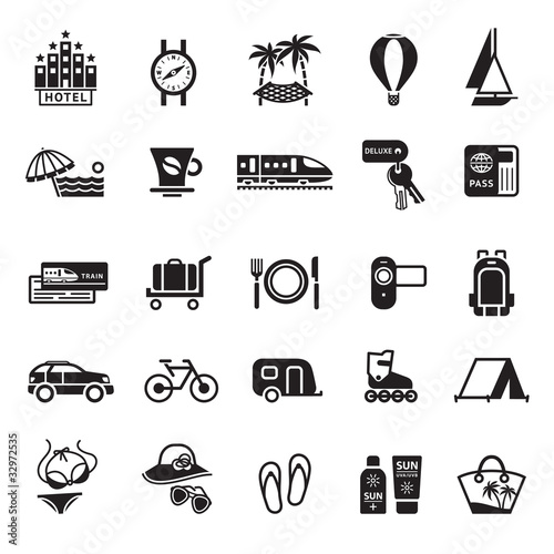 Signs. Vacation, Travel & Recreation. Second set icons in black