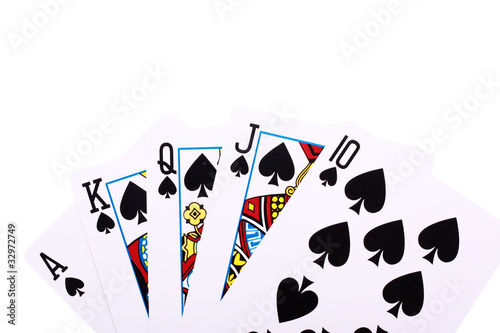 Highest hand in poker, royal flush of spades .