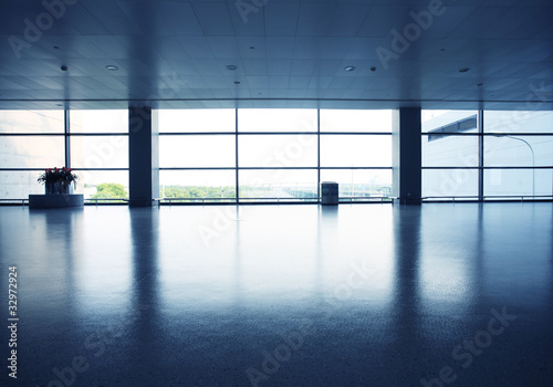 office interior with glass wall