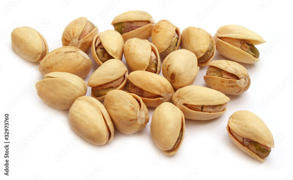 Pistachios isolated over white background