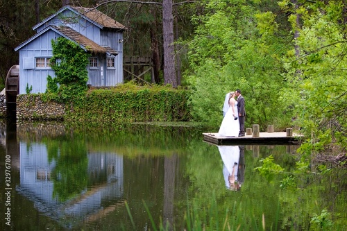 Wedding couple on a dock