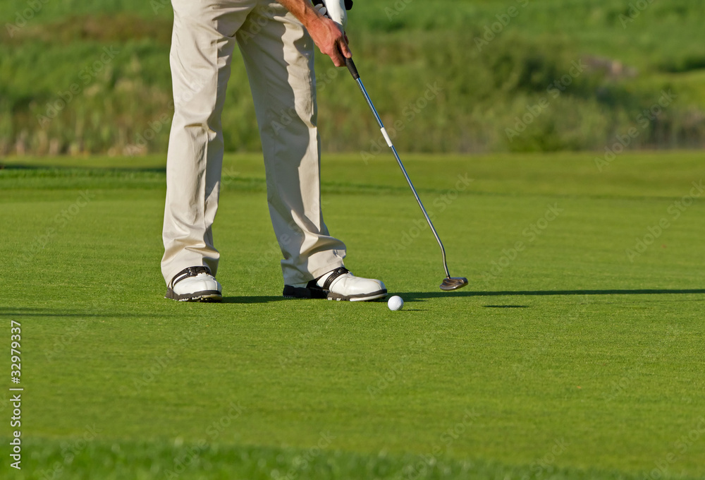 Obraz premium Golfer on the course at the hole