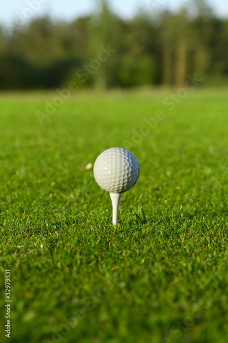 Golf ball on the tee close up