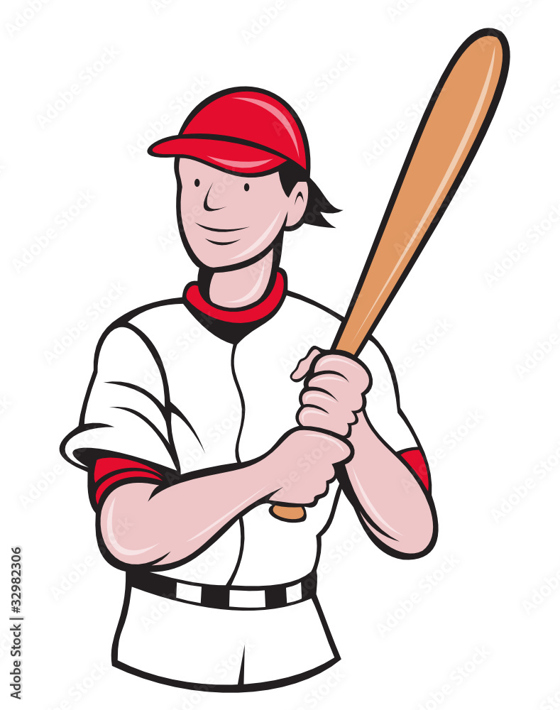 baseball player batting cartoon style
