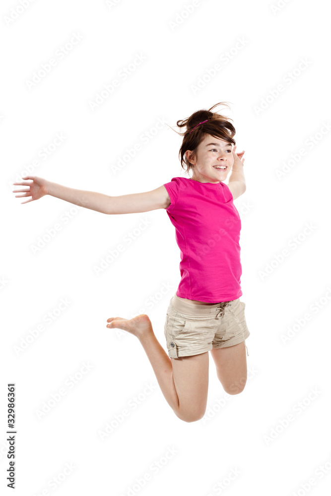 Girl jumping isolated on white background Girl jumping isolated on white background