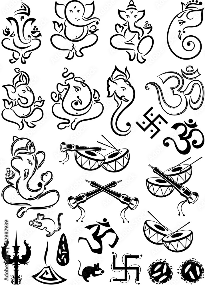 Fototapeta premium Ganesha & Wedding Symbols