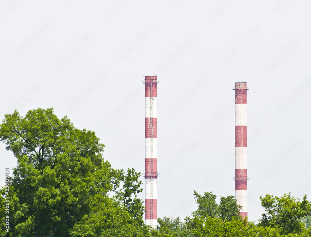 Obraz premium Factory chimneys pollution air