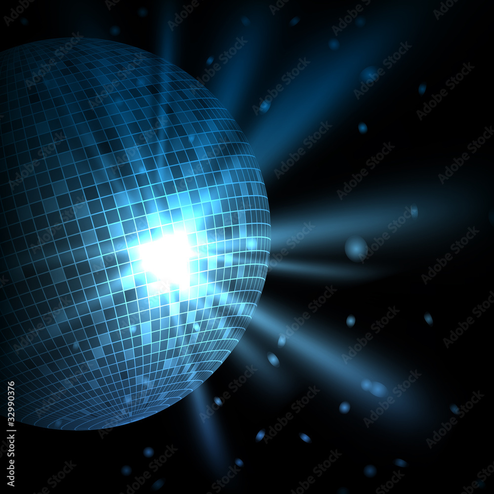 Obraz premium Abstract blue background with disco bal