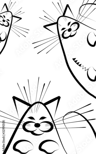 sketch of curious cats