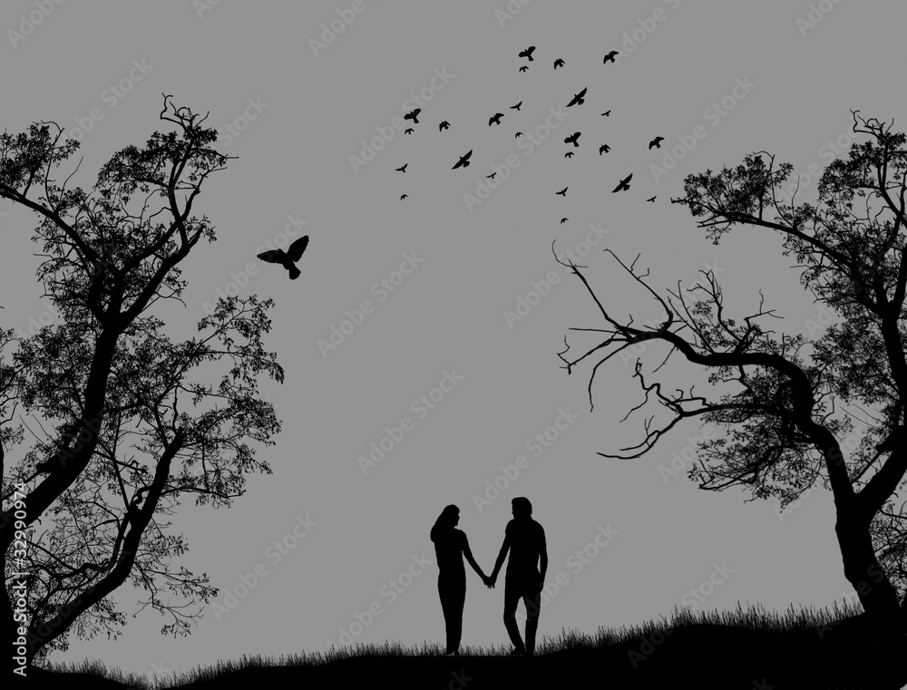 Lovers in a park Lovers in a park