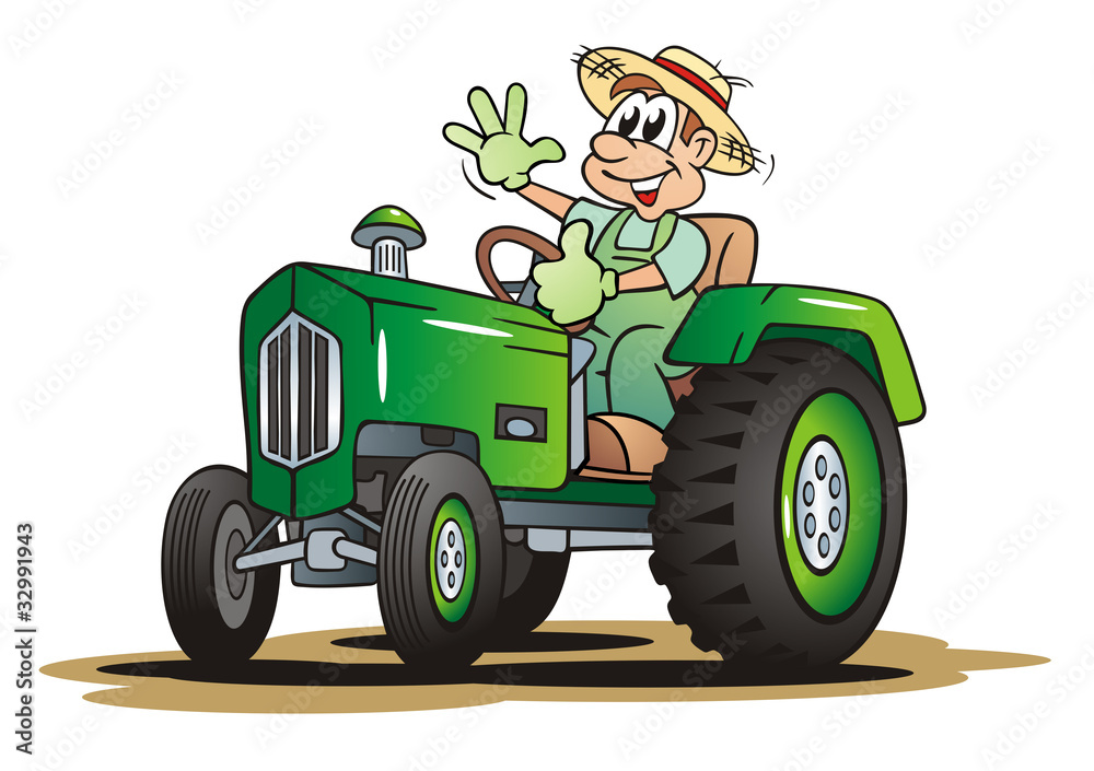 Fototapeta premium Farmer with Green Tractor