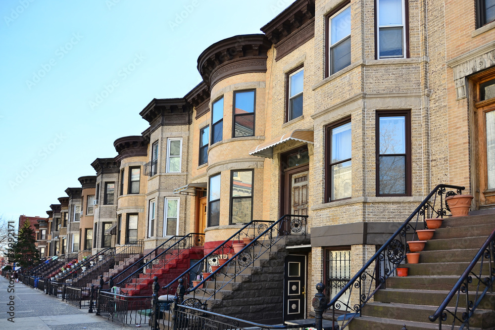 Naklejka premium Brownstones, Brooklyn, NY