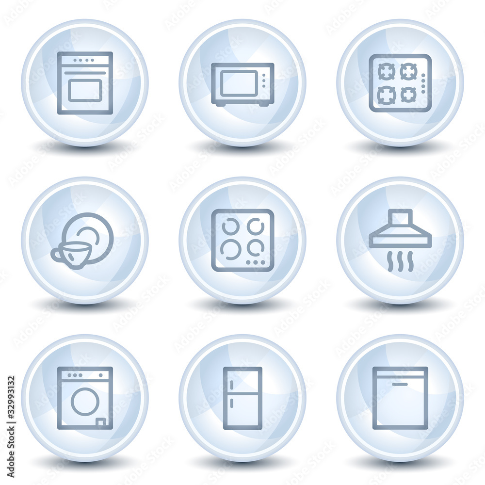 Home appliances web icons, light blue glossy circle buttons Home appliances web icons, light blue glossy circle buttons