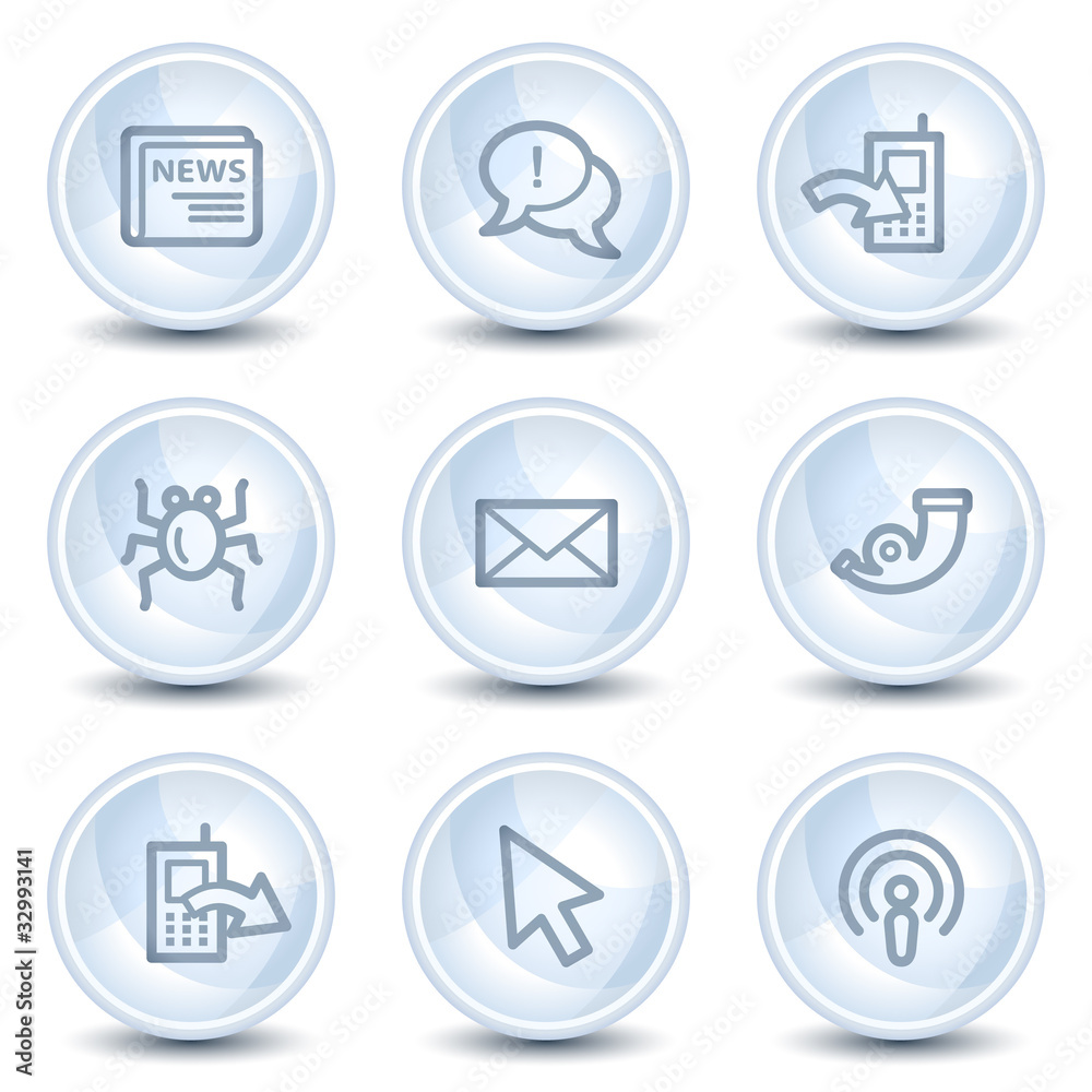 Internet web icons set 2, light blue glossy circle buttons Internet web icons set 2, light blue glossy circle buttons